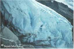 Foliation at the base of a glacier