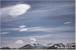 Lenticular clouds over Atlin Lake, British Columbia