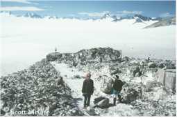 Debris from a major rockfall on the Taku Glacier